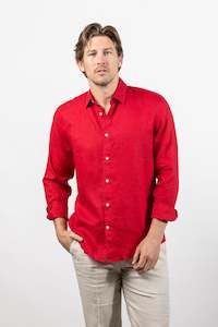 Linen: Blake Linen Shirt: Garnet