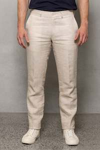 Linen: Straight Linen Trouser: Oatmeal