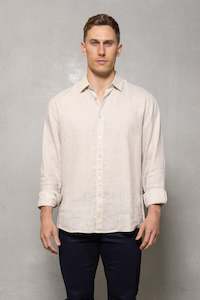 Linen: Blake Linen Shirt: Oatmeal