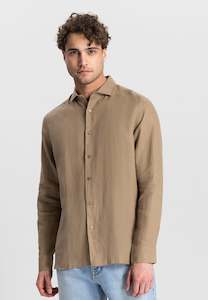 Linen: Jagger Linen Shirt: Dessert Brown
