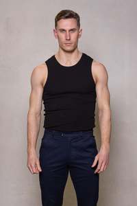 Polos: Drew Ribbed Tank: Black