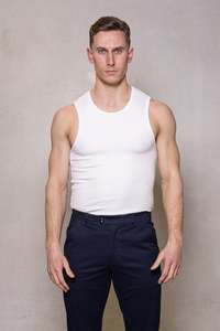 Polos: Drew Ribbed Tank: White