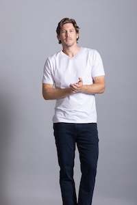 Basics: Henry V-Neck T-Shirt: White