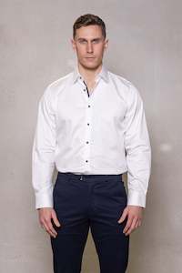 Basics: Blaine X Cotton Sateen Shirt: White