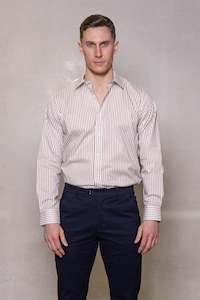 Blake Stripe Shirt: Light Brown