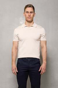 Polos: Constantine Knitted Polo: Sandstone