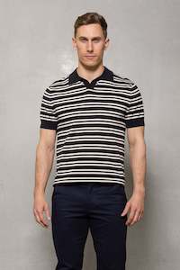 Polos: Constantine Stripe Polo: Thunderstorm