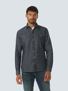 Nxs Ss23: Denim-look Linen Shirt: Indigo