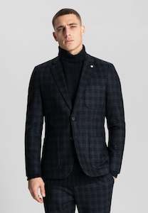Dstrezzed Aw24: Shadow Checked Travel Blazer: Blue Nights