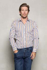 Cutler Winter 2024: Blake Stripe Shirt: Yellow & Navy