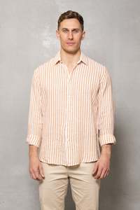 Cup Week 2024: Blake Linen Stripe Shirt: Burnt Orange