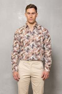 Blake Floral Print Shirt: Biscotti