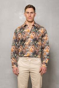 Blake Floral Print Shirt: Clay