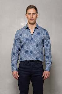 Cup Week 2024: Blake Floral Print Shirt: Indigo