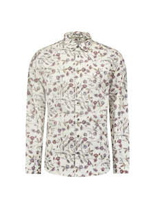 Stretch Allover Printed Shirt: White