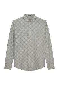 Nathan Print Shirt: Silver Birch