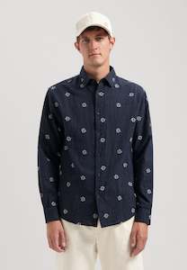 Thomas Jacquard Shirt: Collegiate Blue