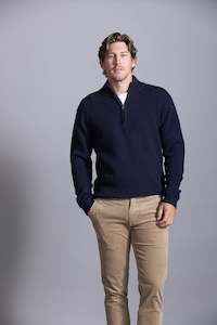 On Sale: Basil Lambswool 1/4 Zip: Navy