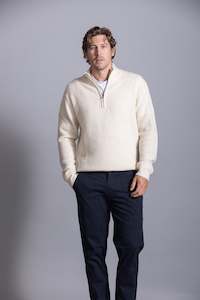 Basil Lambswool 1/4 Zip: Mist