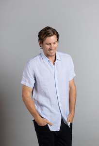 On Sale: Brent Stripe shirt: Sky