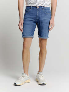 Stretch Denim Short: Stone Used Denim