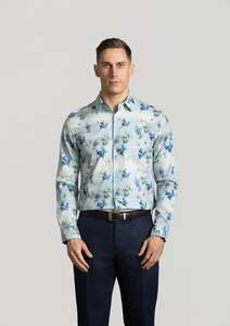 Beaumont Long Sleeve Shirt: Cornflower