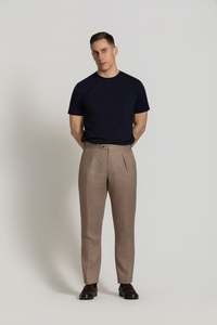 Clive Pleat Linen Trousers: Sesame