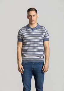 New Arrivals: Constantine Striped Short Sleeve Polo: Slate Blue
