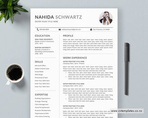 Products: CV Template, Professional Curriculum Vitae, Minimalist CV Template Design, MS Word, Cover Letter, 1, 2 and 3 Page, Simple Resume Template, Instant Download – Nahida CV Template – CVTemplates.co.nz