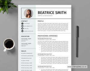 CV Template for MS Word, Professional Curriculum Vitae, Editable CV Template, Co&hellip;