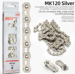 Parts And Accessories: YBN FLAT TOP MK120/12E (12 Speed Chain) Hollow Pin 126L