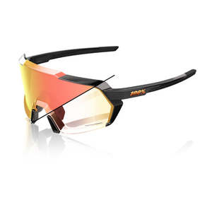 Sunglasses: 100% Korbin - Gloss metallic Black - Orange Flash mirror photochromic