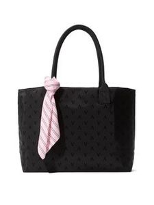 Victoria's Secret Black Tote Bag with Pink Scarf