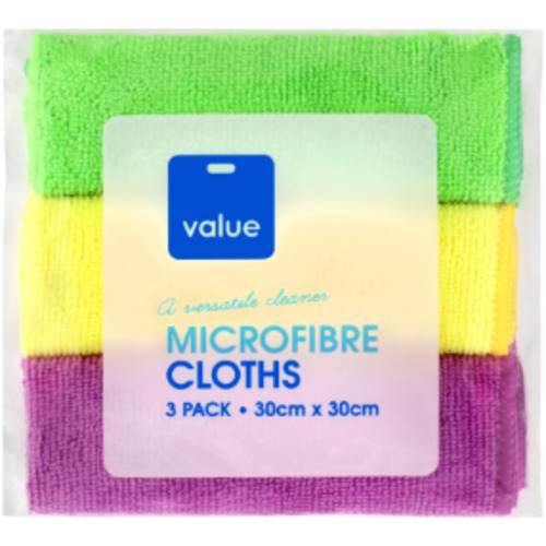 Value Microfibre Cloths 3pk