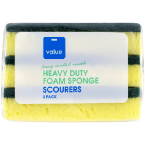 Cleaning Chemicals: Value Heavy Duty Foam Sponge Scourers 3pk