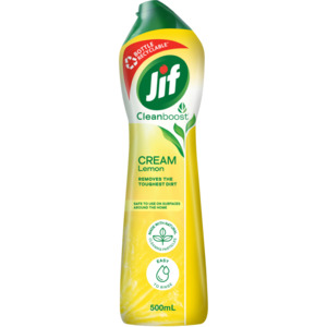 Cleaning Chemicals: Jif Cleanboost Lemon Cream Cleanser 500ml