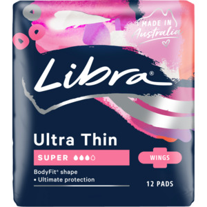 Libra Ultra Thin Super Pads With Wings 12pk