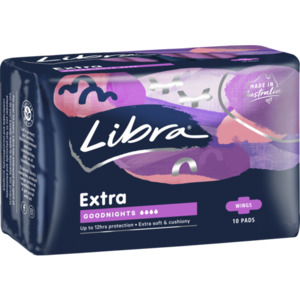 Libra Extra Goodnights Pads With Wings 10pk