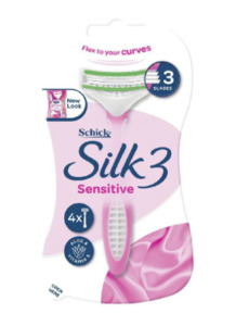 Toiletries: Schick Silk 3 Sensitive Womans Razor 4pk