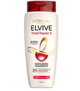 Toiletries: L’oréal 700ml shampoo repairing total repair 5 damaged hair