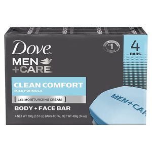 Dove pk4 x 100g soap bar men+care body and face clean comfort