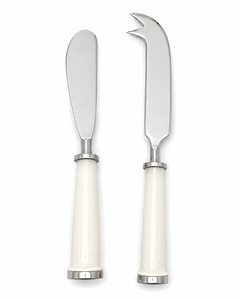 White Handle Cheese Knife Set (Set of 2)