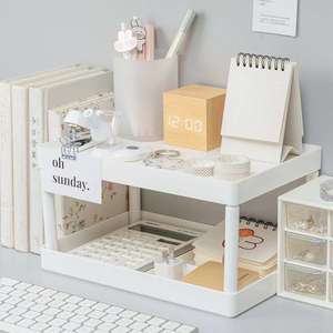 2-Tier Desk Shelf Stackable Adjustable Desktop Organizer