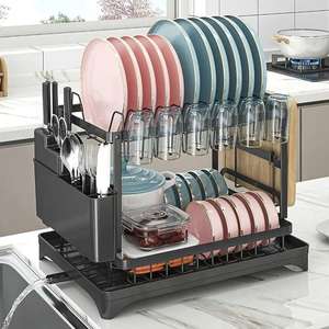 Products: Durable 2 Tier Dish Drying Rack with Space-Saving Drainboard