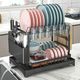 Durable 2 Tier Dish Drying Rack with Space-Saving Drainboard