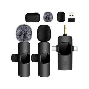 Products: K15 Wireless Lavalier Microphones Dual Mics with Clear Audio