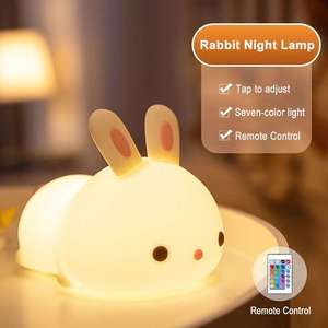 Products: Cute Kids Night Light Silicone Bunny or Cat Lamp Remote