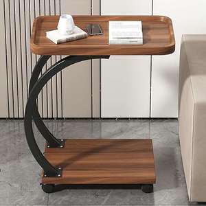 Products: C Shaped Side Table 3 in 1 Stylish Sofa Table with Wheels