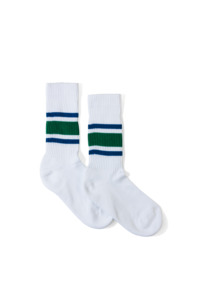 Frontpage: Cotton Athletic Crew - Emerald / Cobalt Stripe