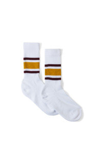 Cotton Athletic Crew - Gold / Maroon Stripe